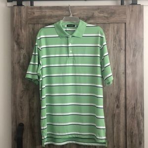 Large Green Stripe Tour Play Golf Shirt